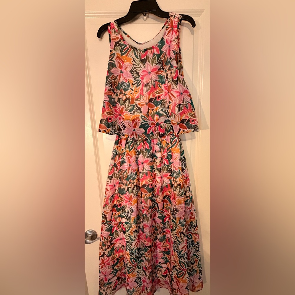 Floral women Dress - Pink and Green